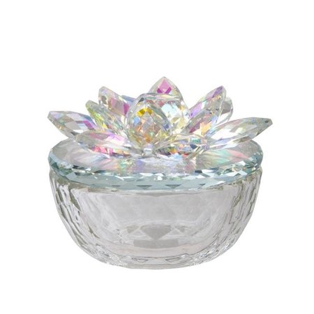 SAGEBROOK HOME Sagebrook Home 13212-05 27 in. Glass Trinket Box Clear with Rainbow; Multi Color 13212-05